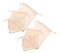 SEWACC Sacs en Filet de Coton Beige Réutilisables et Faciles à Nettoyer avec Cordon de Serrage Lot de 6 pour Organiser Fruits et Légumes chez Soi