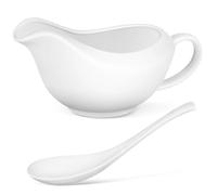 SEWACC Saucière en Céramique avec Cuillère Récipient à Sauce pour Steak Bol à Condiment Pratique Design avec Bec Verseur Anti-Débordement Usage Polyvalent Cuisine