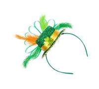 SEWACC Serrage-tête Bandeau Trèfle Vert Mini Chapeau en Polyester et Plume, Accessoire Cheveux pour Femmes et Filles, Décoration de Fête Saint-patrick, Bandeaux Festifs pour Bal Masqué