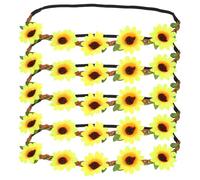 SEWACC Serrage-Têtes Fleuris Tournesol Hawaïens Lot de 5, Accessoires pour Cheveux pour Feu de Camp Tropical, Taille Unique, Style Bohème, Bandeaux Jaunes