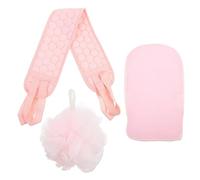 SEWACC Serviette de Massage Dos Rose Éponge Douce et Tissu, Ensemble 3 Pièces pour Garçon et Filles, Gommage Corporel Facile à Atteindre et Exfoliation Délicate
