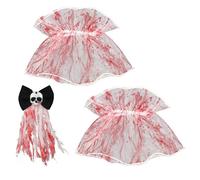 SEWACC Set de 3 Accessoires Halloween : Diadème Mariée Cadavre Vintage, Menottes Saignantes Zombie et Clip Cheveux Costume Festif