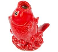 SEWACC Statue de Carpe en Céramique Rouge Décor Compact et Facile à Ranger pour Jardin Buse D'arroseur à Jet d'eau pour Étang Extérieur
