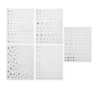 SEWACC Stickers pour Ongles Étoiles Argentées Auto-Adhésifs 5 Feuilles Décoratives Motifs Étoiles Cœurs et Petits Charms Accessoires Nail Art pour Manucure Femme et Fête