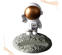 SEWACC Support Créatif pour Téléphone Portable en Résine d'Astronaute Blanc Doré, Support Portable de Bureau Perspective Confortable, Dimension Environ 8 CM