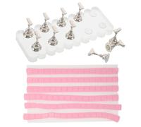 SEWACC Support D’Entraînement pour Ongles Nail Art avec Base Rectangulaire en Acrylique Mat 10 Pions Argentés et 96 Pastilles de Pâte à Modeler Rose Présentoir Pratique pour Manucure