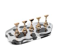 SEWACC Support d'Entraînement pour Ongles Nail Art en Acrylique Motif Vache 5 Pièces Dorées Outil Pratique pour Manucure Réutilisable et Facile à Nettoyer pour Apprentissage et