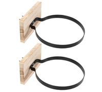 SEWACC Support Mural avec Base en Bois pour Ballon de Basket 2 Pièces | Présentoir Rond en Métal, Rangement Stable pour Collection, Accessoires de Fixation Inclus, Entrée