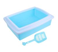 SEWACC Toilette pour Chat Semi-fermée Anti-éclaboussures Bac Ouvert ABS | Pelle, Espace Confortable et Privé, Nettoyage Facile, Remplacement Simple de Litière, pour Chatons et Chats