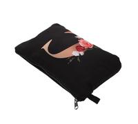 SEWACC Trousse de Toilette Portable Impression Lettres Noir et Or, Trousse à Cosmétiques Compacte, Fermeture Éclair, pour Femme Voyageuse, Paquet de Rangement Voyage Pratique