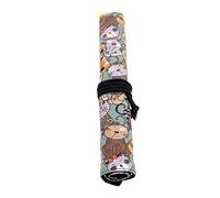 SEWACC Trousse En Toile à Motif Chat 20 Emplacements Pour Pinceaux Enroulée, Résistante Et Lavable, Rangement Artistique Pratique Pour Peinture Et Maquillage, Pour Étudiants Et Artistes Professionnels