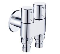 SEWACC Vanne Arrêt Angle à Double Sortie pour Machine à Laver et Toilette Robinet Compact Facile à Installer Adapté Cuisine et Salle de Bain