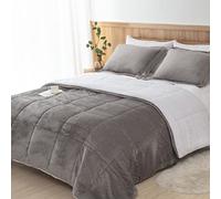 Seward Park Parure de lit 3 pièces en microvison Sherpa Ultra Douce, en Peluche Douce et Chaude pour l'automne et l'hiver, Gris Anthracite (2 Couvre-oreillers et 1 Couette)