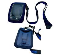 SEWAS Diabetic Care - Sac à bandoulière - Pour récepteur Dexcom G6 & G7 - Avec clip ceinture et fenêtre de visualisation - Avec cordon tour de cou - Bleu foncé
