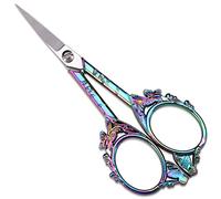Sewing Embroidery Scissors - Small Vintage Sharp Detail Shears for Craft, Artwork, Needlework Yarn, Handicraft DIY Tool, Thread Snips, 4.7in Rainbow Butterfly Style