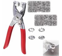 Sewing Kit with 100PCS Metal Buttons - Manual Pliers Tool Included, 100/200 PCS 9.5mm Snap Button Kit with Fastener Tool, Easy to Use, for DIY Crafts, Sewing, Clothes (200Pcs Silver)