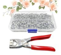 Sewing Kit with 100pcs Metal Buttons - Manual Pliers Tool Included, Easy Snap Fastener Sewing Kit with Metal Buttons for DIY Crafts, Clothes, Jackets, Leather, Fabric Repairs (200pcs,Hollow - Silver)