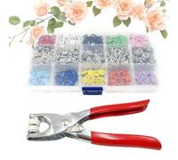 Sewing Kit with 100pcs Metal Buttons - Manual Pliers Tool Included, Easy Snap Fastener Sewing Kit with Metal Buttons for DIY Crafts, Clothes, Jackets, Leather, Fabric Repairs (200pcs,Solid - Colored)