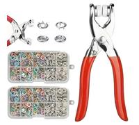 Sewing Kit with 100pcs Metal Buttons - Manual Pliers Tool Included, Five Claw Buckle Installation Plier Tool Set, Easily Replace Buttons, for DIY Crafts Sewing Fabric Clothes Bag Jean (1Set-200Pcs)