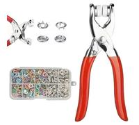 Sewing Kit with 100pcs Metal Buttons - Manual Pliers Tool Included, Five Claw Buckle Installation Plier Tool Set, Easily Replace Buttons, for DIY Crafts Sewing Fabric Clothes Bag Jean (1Set-100Pcs)
