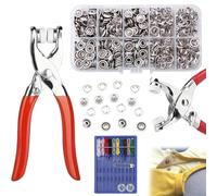 Sewing Kit with 100PCS Metal Buttons - Manual Pliers Tool Included, Metal Buckle and Pressure Pliers, Snap Button Fasteners Kit for Clothing Sewing (silver-100set)