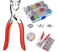 Sewing Kit with 100PCS Metal Buttons - Manual Pliers Tool Included, Sewing Kit with Metal Buttons, 9.5mm Snap Button Kit with Fastener Tool for DIY Crafts, Sewing Fabric, Clothes (Color*200)
