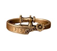 Sewing Machine Bracelet & Ring Set,Vintage Quilters Themed Alloy Adjustable Bracelets,Antique Sewing Machine Jewelry for Quilting Enthusiasts (Ring(10))