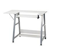 Sewing Online Petite Table de Couture, Blanche avec Pieds argentés - Table pour Machine à Coudre avec Plateforme réglable, Extension à abattant et étagère de Rangement - WC1013