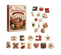 Sewing Themed - 24-Day Christmas Countdown | Acrylic 2D Han | 24 Sewing Design Pieces, Acrylic Material, Includes Hanging String, 2026 Edition Flat Decor, Vintage Spool & Needle M