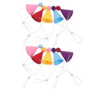 SEWOART 10 Pièces Lot de 10 Mini Chapeaux d'anniversaire Colorés pour Petits Chiens et Chats, Couvre-Chefs Coniques en Non-Tissé Léger avec Pompon, Bande Élastique Ajustable, Accessoires