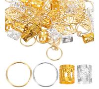 SEWOART 100 pièces Anneaux Dreadlocks Métal Accessoires Cheveux Tresses Bijoux pour Salon Coiffure Cadeau