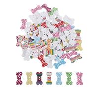 SEWOART 100 Pièces Boutons en bois d'os ensemble de boutons dog buttons en bois