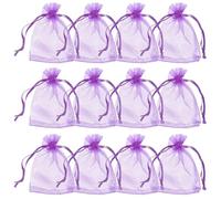 SEWOART 100 pièces Lot de Sachets Organza Lavande Sacs à Cordon Transparent pour Bijoux Cadeaux et Bonbons Pochette Goody Bags Multifonctionnelle