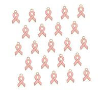 SEWOART 120 Breloques Ruban Rose en Alliage, Pendentifs pour Fabrication de Bijoux Femmes, Accessoires DIY Créatifs, Charms Bracelet Sensibilisation Cancer du Sein, Lot 30 Pcs par Sachet,