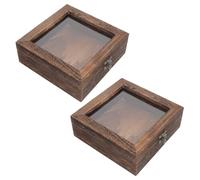 SEWOART 2 pièces Boîte Bois Rétro pour Vitrine de Présentation avec Couvercle Transparent Cadre Insectes Anti-poussière Rangement Décoratif pour Collection et Éducation