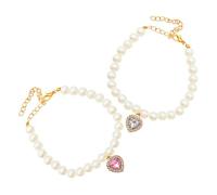 SEWOART 2 Pièces Collier pour Animaux Décoratif avec Pendentif Cœur Perles Imitation Confortable pour et Chiens Entretien Facile