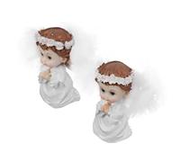 SEWOART 2 Pièces Figurines Gardien Mignons Garçon Fille Statue de Prières avec Décorations de Noël pour Jardin Bureau et Fête