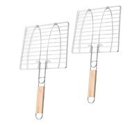 SEWOART 2 pièces Panier à Griller Double pour Poisson et Viande Grill Antiadhésif avec Poignée Isolante Accessoires Barbecue pour Légumes et Grillades Extérieur Lot