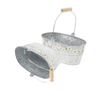 SEWOART 2 Pièces Seau Rétro à Motif Marguerite Lot de Contenant pour Fleurs Séchées et Plantes Décoratives Pot Ovale pour Intérieur et Extérieur