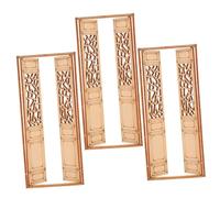SEWOART 3 Pièces Miniature Double Door for Dollhouse DIY Traditional Chinese Hui Style Wooden Model Door Functional and Easy to Install