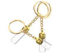 SEWOART 3 Pièces Porte-clés Design Décoratif Unique Bouteille en Verre Or Distributeur D'huile Essentielle et Trou de 4mm, pour Pendentif Paquet à Dos et Coffret