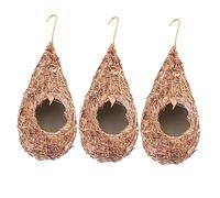 SEWOART 3pièces Nid Oiseau Artificiel Paille Tissée Nichoir Suspendu Décoratif pour Jardin Extérieur Lot de Cabanes à Oiseaux Herbe