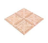 SEWOART 4 pièces Appliques Bois Carrées Sculptées Main Décorations Angle pour Meubles Ornements Bois Massif pour Armoires Miroirs et Décoration Intérieure Élégante Lot