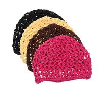 SEWOART 4 Pièces Bonnet Maille Crochetée Pour Dormir Femme Filet Cheveux Respirant Élastique Adaptable Protection Nuit Anti-casse Couleurs Mix Beige Marron Noir Rose
