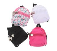 SEWOART 4 Pièces Mini Backpack for Dolls with Zipper Miniature Tiny Backpack DIY Canvas Bag for Bjd Doll Role Playing and Creative Decoration