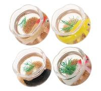 SEWOART 4 Pièces Miniature Dollhouse Fish Tanks with Realistic Goldfish and Compact Round Aquarium Ornaments for Desktop Mini Scene Landscape Decoration