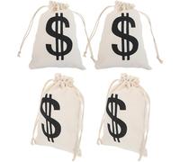 SEWOART 4pièces Lot de Pochettes Trésor de Pirate Toile avec Cordon pour Monnaie Bonbons et Petits Cadeaux