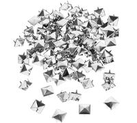 SEWOART 80 Pièces Rivets Pyramidaux Carrés Argent Clous à Quatre Mâchoires pour Vêtements Sacs Chaussures Ceintures et Bricolage Cuir