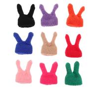 SEWOART 9 Pièces Mini Knitting Doll Hats with Rabbit Ears Small Wool Beanies for Doll Dress-up DIY Easter Decorations Winter Accessories in Multiple Colors