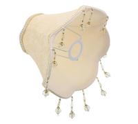 SEWOART Abat-jour en Tissu Jaune avec Pompons à Perles, Style Victorien, Diamètre 25 Cm, Abat-jour Cloche Amovible pour Lampe de Table E27, pour Chambre et Salon Vintage